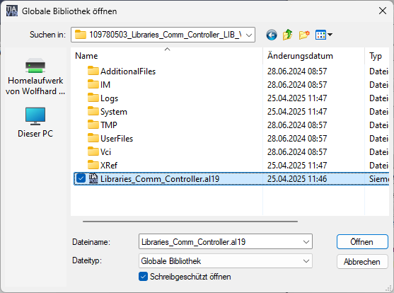 Öffnen der "application library"