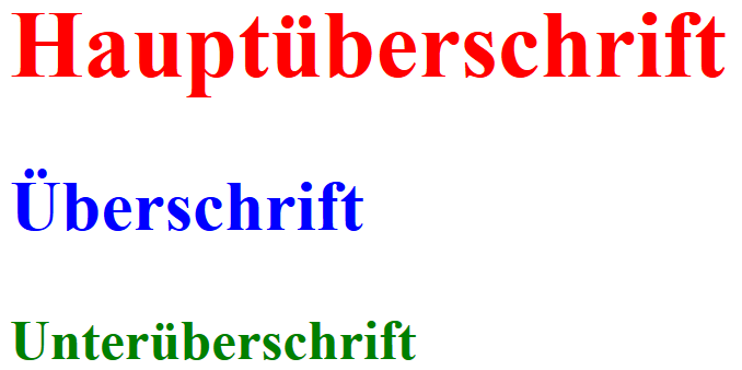 CSS von Überschriften
