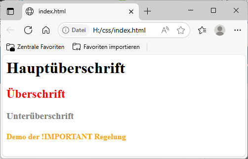 Ansicht der HTML-Seite