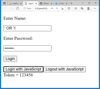 Eingabemaske mit SQL-Fragment als Eingabe