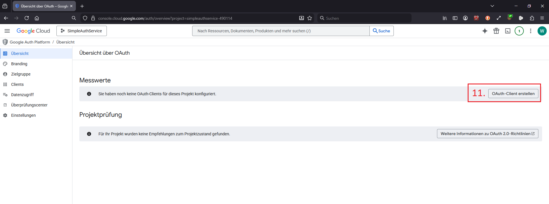 OAuth-Client erstellen