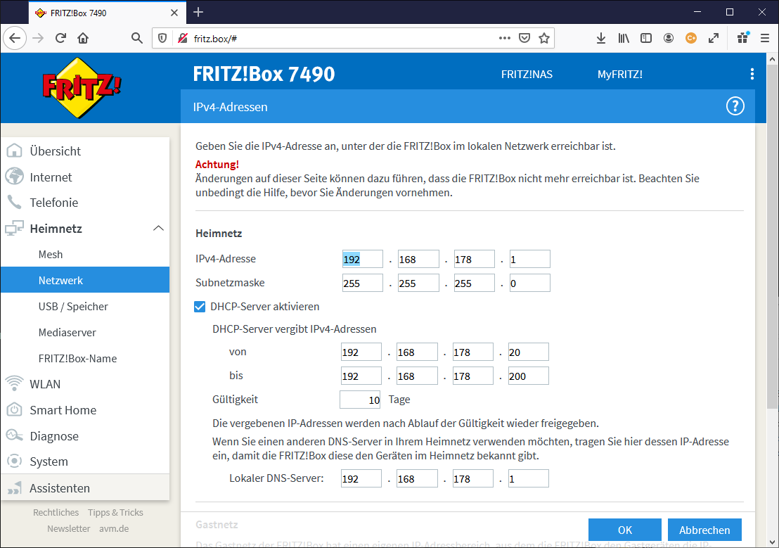 Dynamische Adressvergabe durch den DHCP-Server