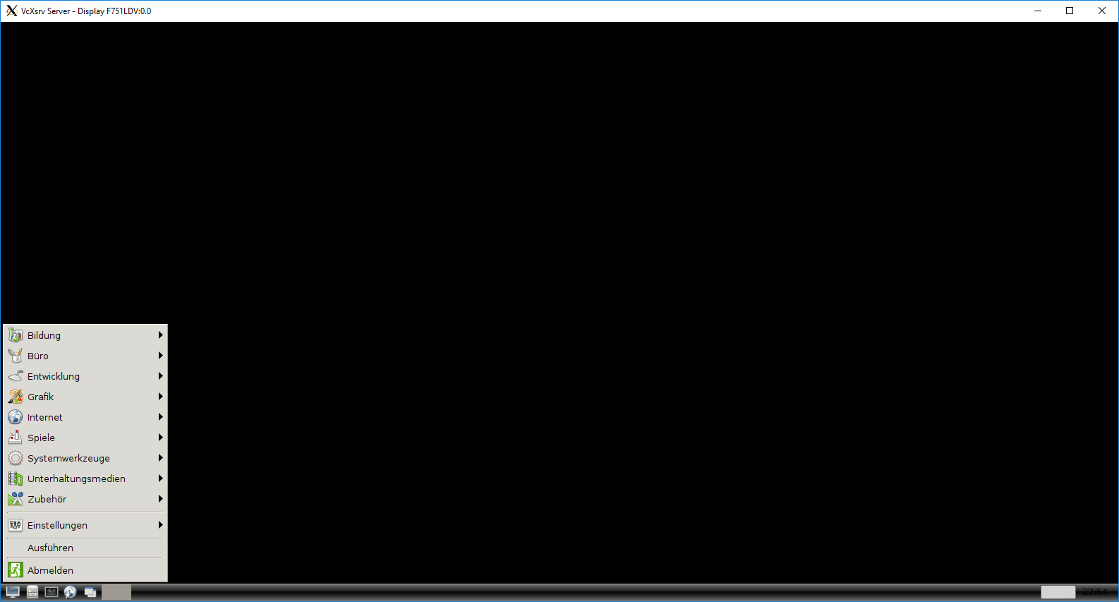 lxpanel im VcXsrv Server-Display