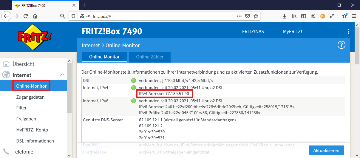 Öffentliche IP-Adresse des Routers