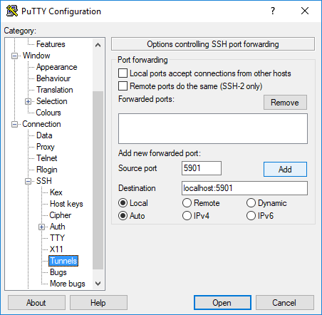 SSL-Tunnel mit Putty einrichten
