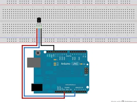 Anschluss des TMP36 an das Arduino UNO-Board