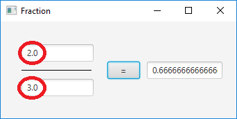 Fraction window: reduced fraction