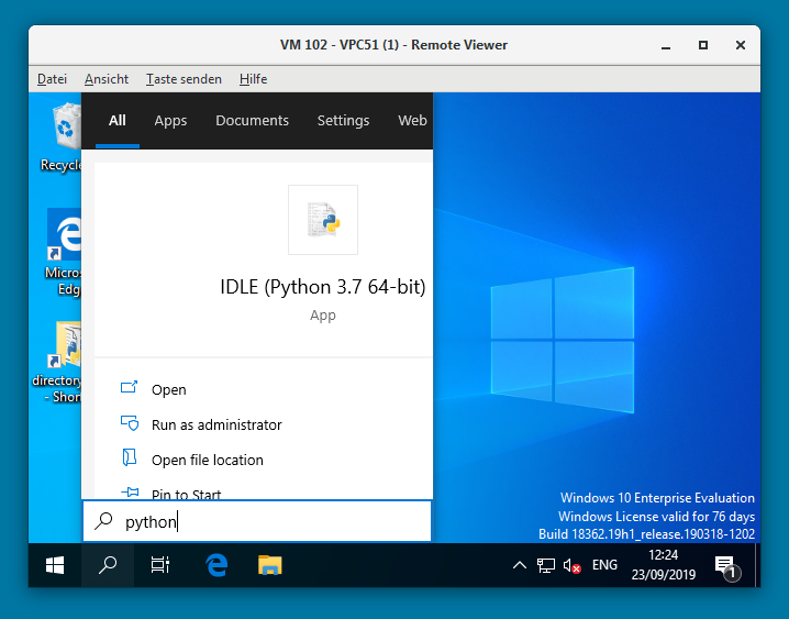 Searching for Python => IDLE will be offered
