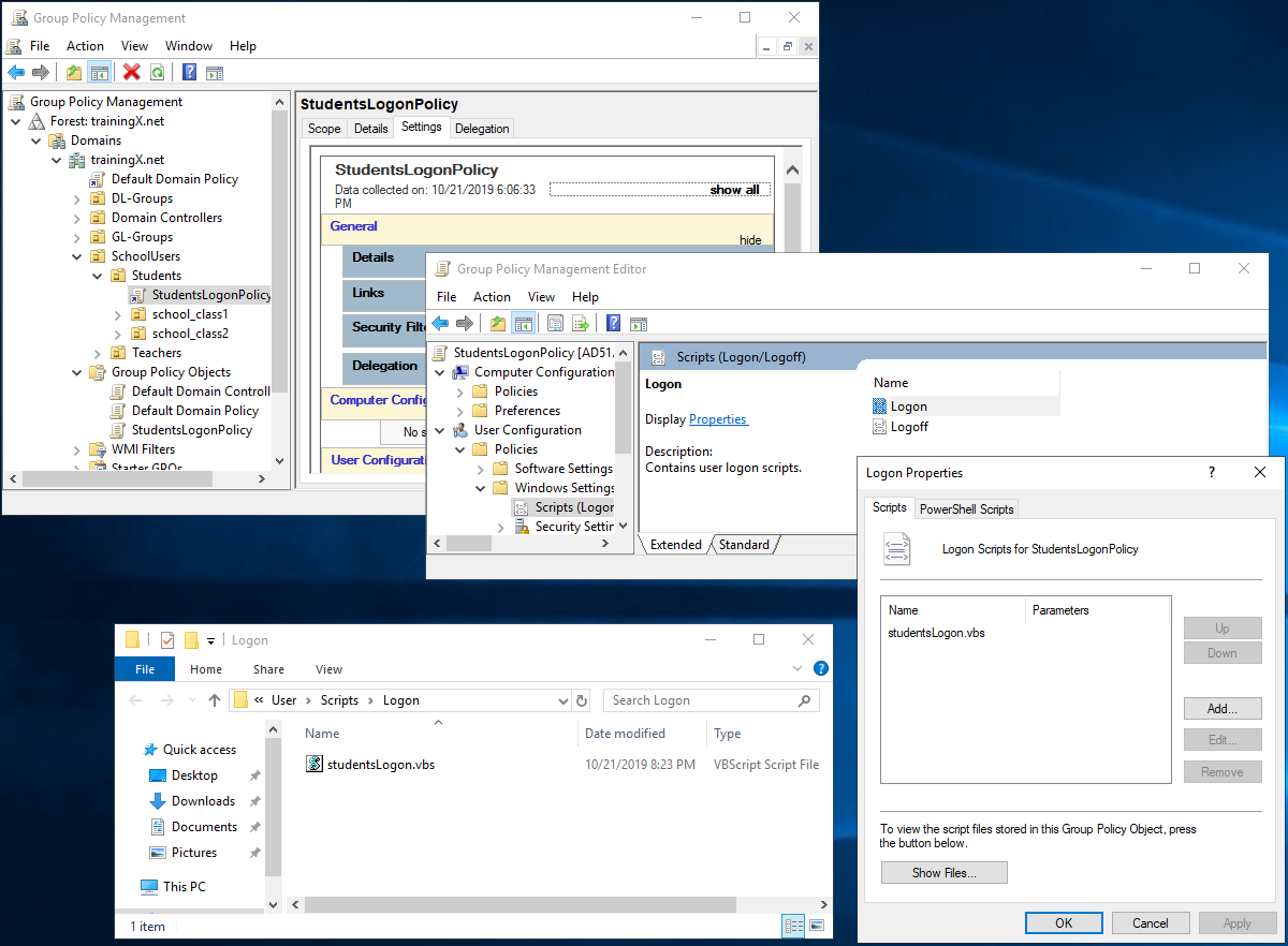 GPO for running logon script of students