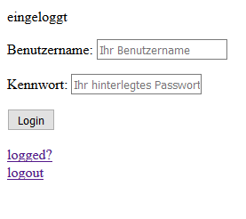 Screenshot: erfolgreicher Login